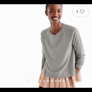 J. Crew Grey Merino Wool Raglan sleeve sweater Rose Gold metallic peplum S